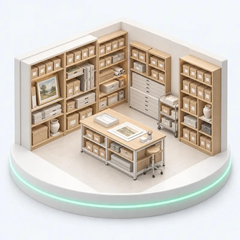 Archives & museums: illustrated room monitored by Warden