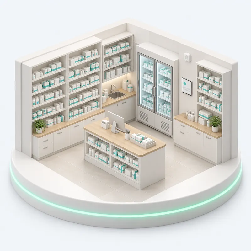 Pharmacies: illustrated room monitored by Warden