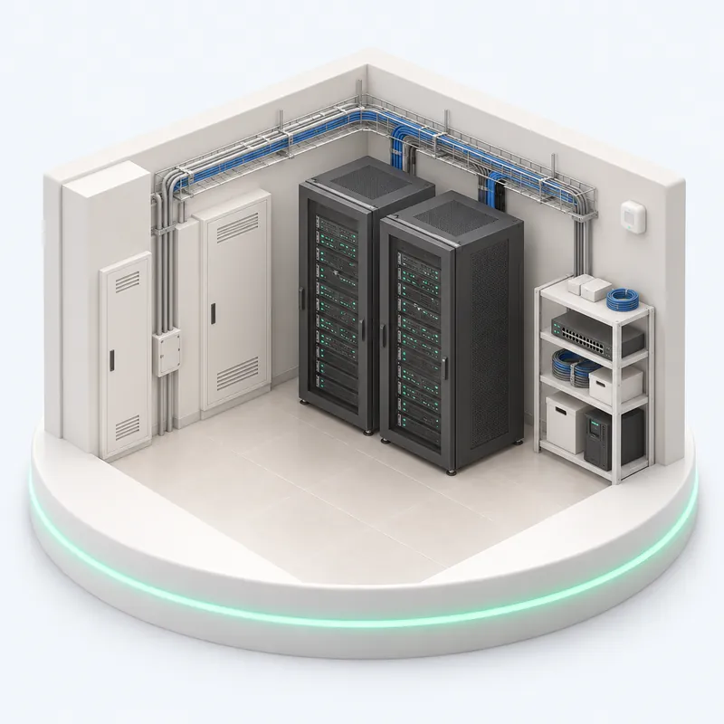 Server rooms: illustrated room monitored by Warden